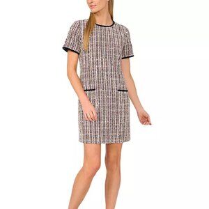 NWT CeCe Women's Contrast-Trim Tweed Short-Sleeve Dress - Sz 8 & 10 - MSRP $159